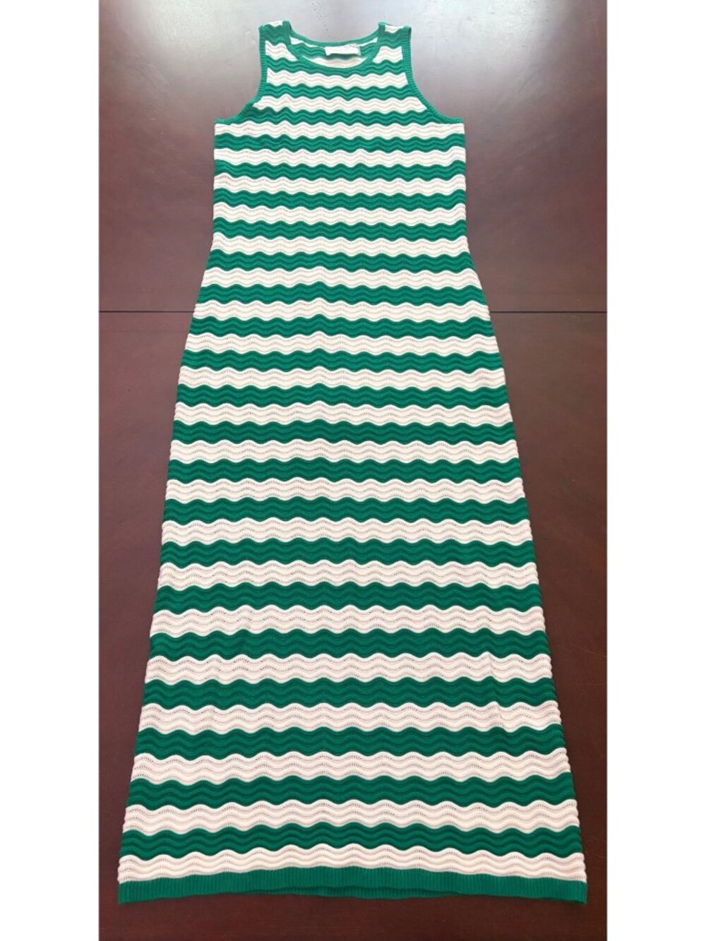 Hyacinth House Tuckernuck Green & White Wavy Knit Stripe Wilder Dress Size M - Picture 7 of 13